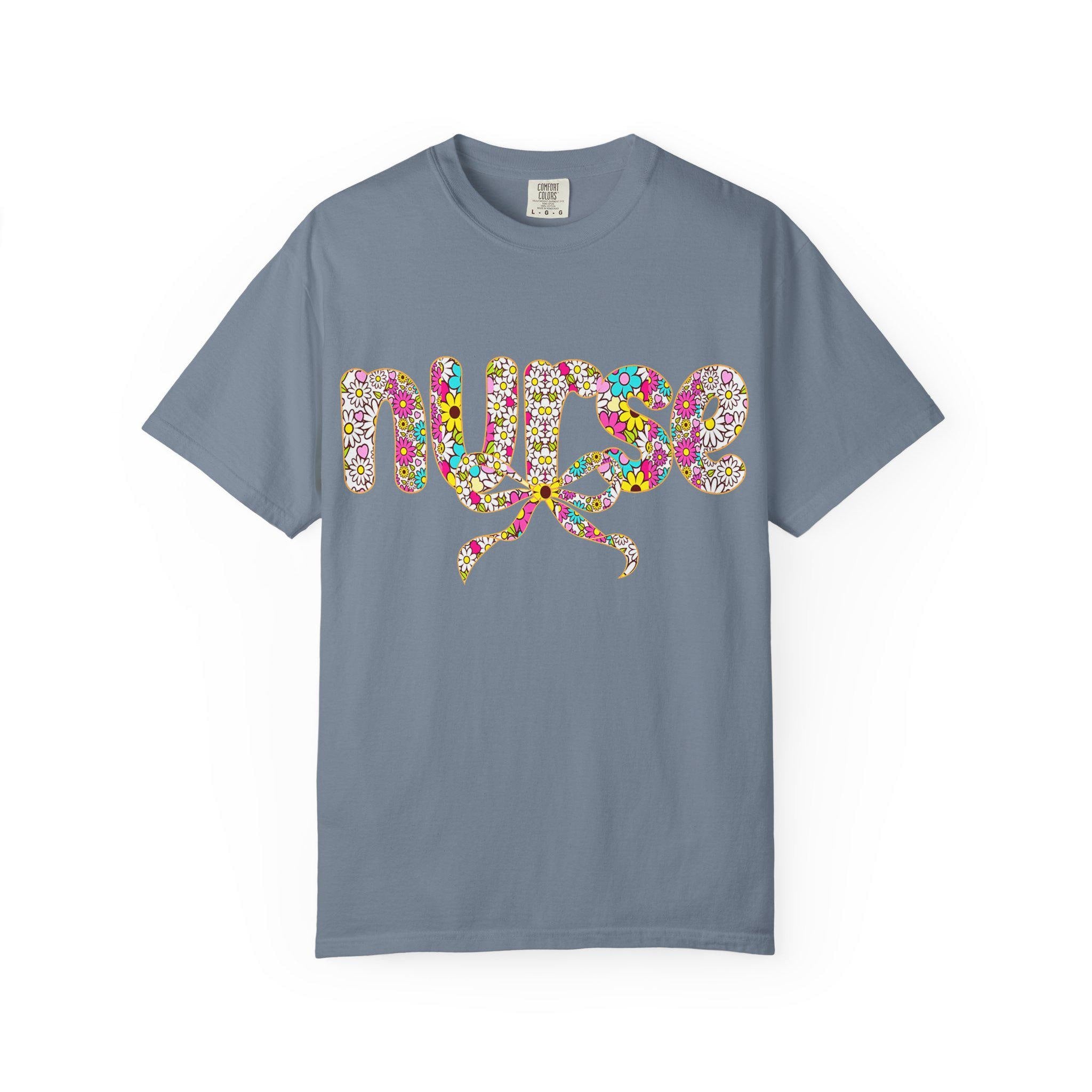 Floral Nurse Script T-Shirt | Colorful Flower Stethoscope Design