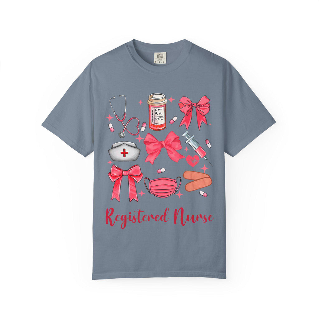 Registered Nurse Medical Icons T-Shirt | Nurse Stethoscope Mask Syringe