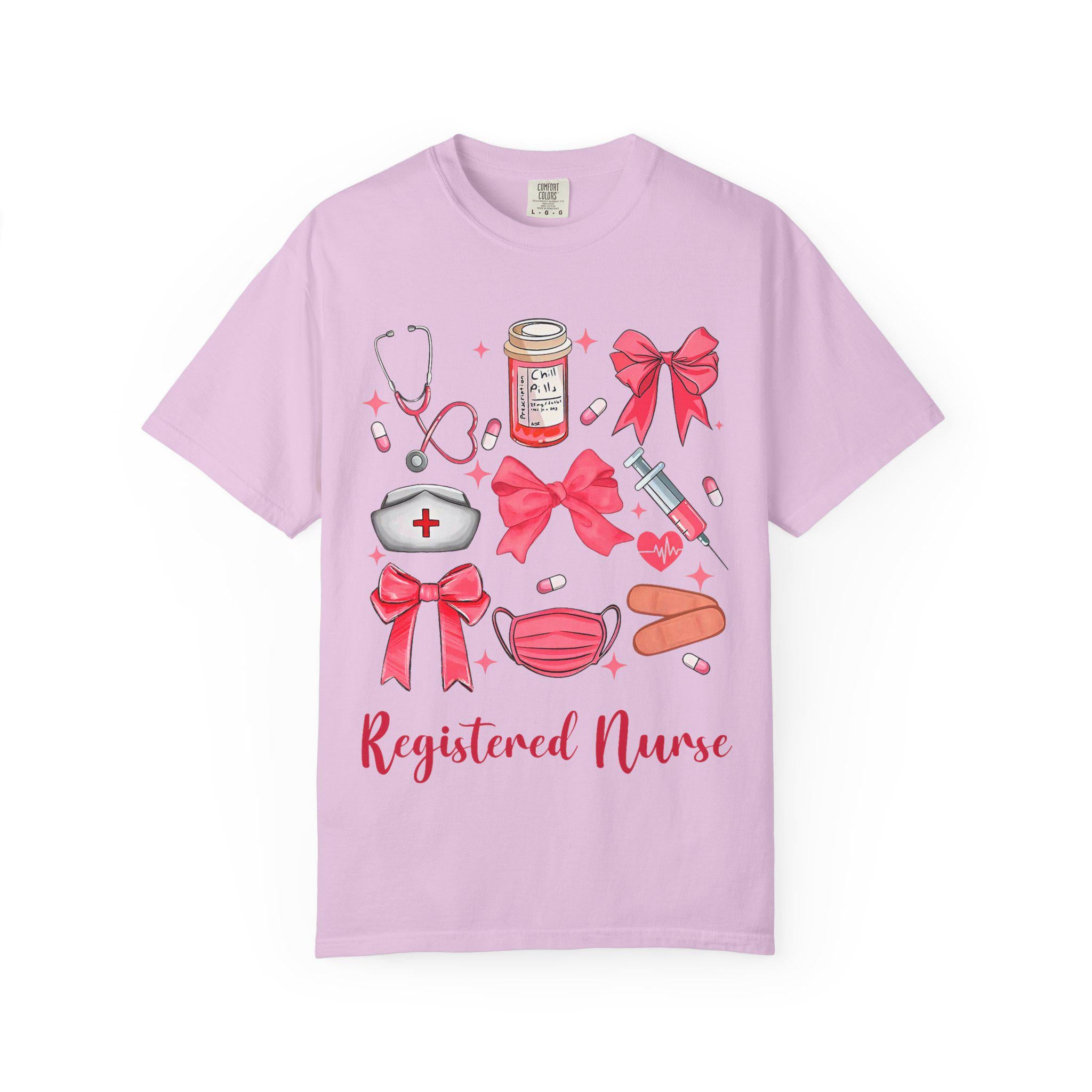 Registered Nurse Medical Icons T-Shirt | Nurse Stethoscope Mask Syringe