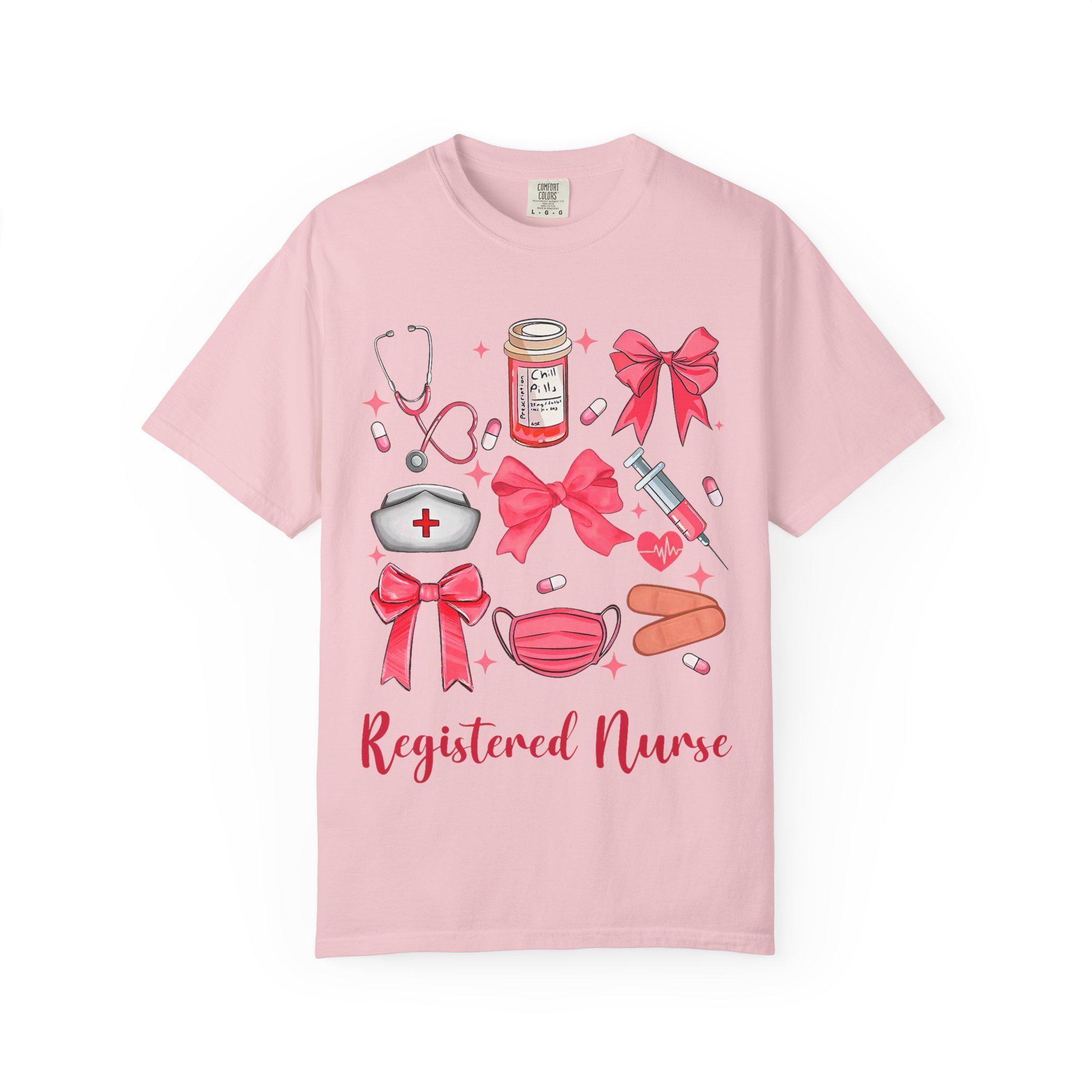 Registered Nurse Medical Icons T-Shirt | Nurse Stethoscope Mask Syringe