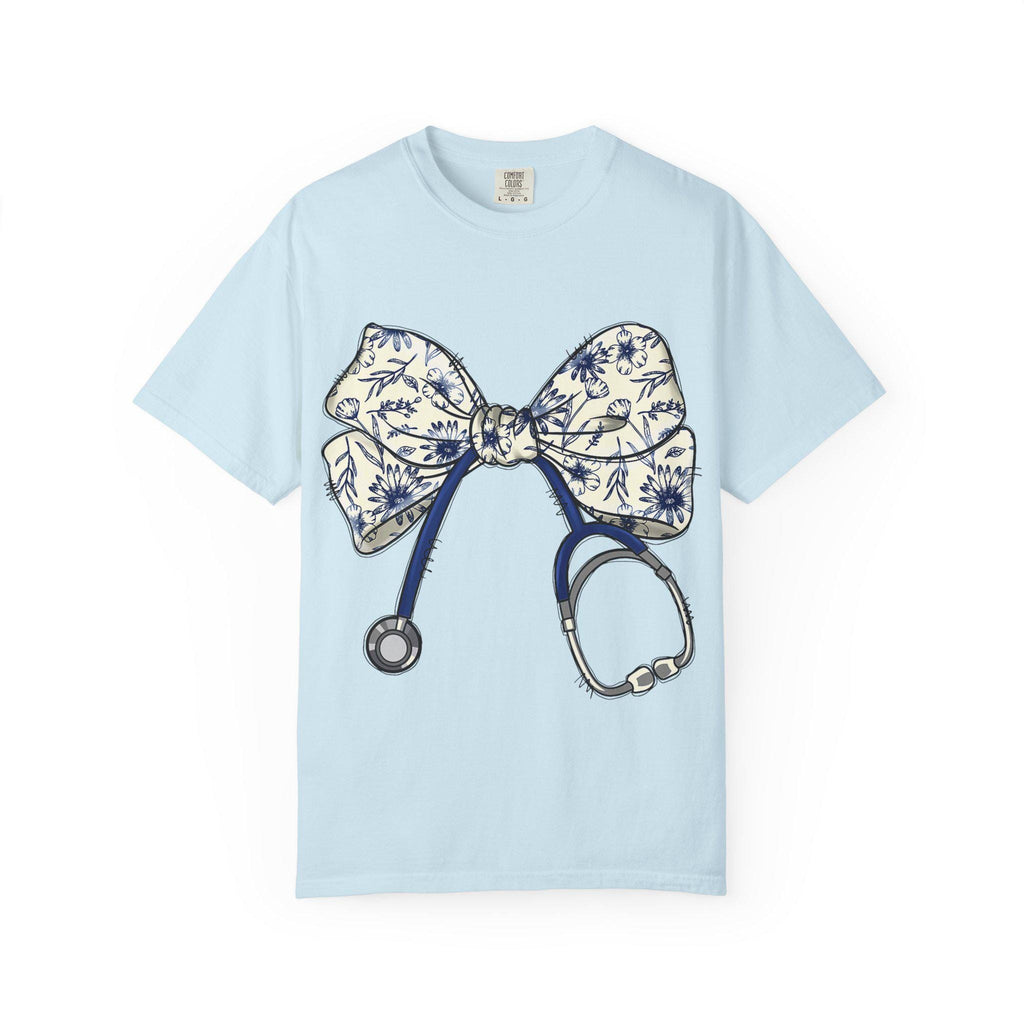 Floral Bow Stethoscope T-shirt | Nurse Doctor Medical Tee