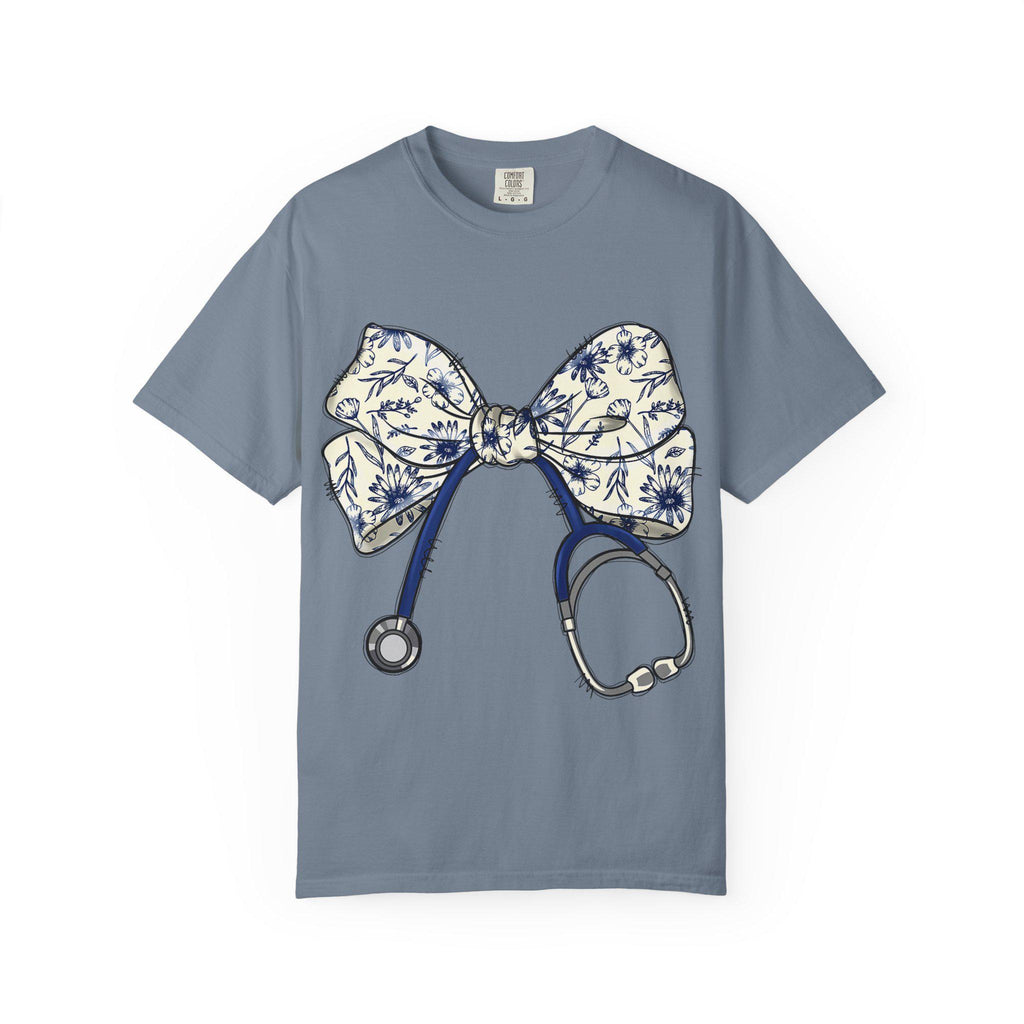 Floral Bow Stethoscope T-shirt | Nurse Doctor Medical Tee