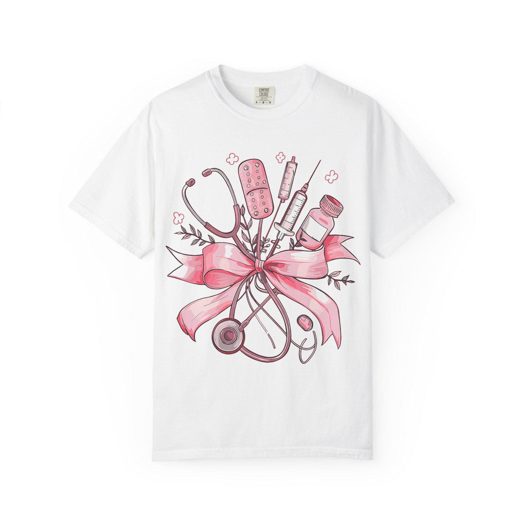 Pink Nursing Tools Bouquet T-Shirt | Stethoscope, Syringe, Bandage