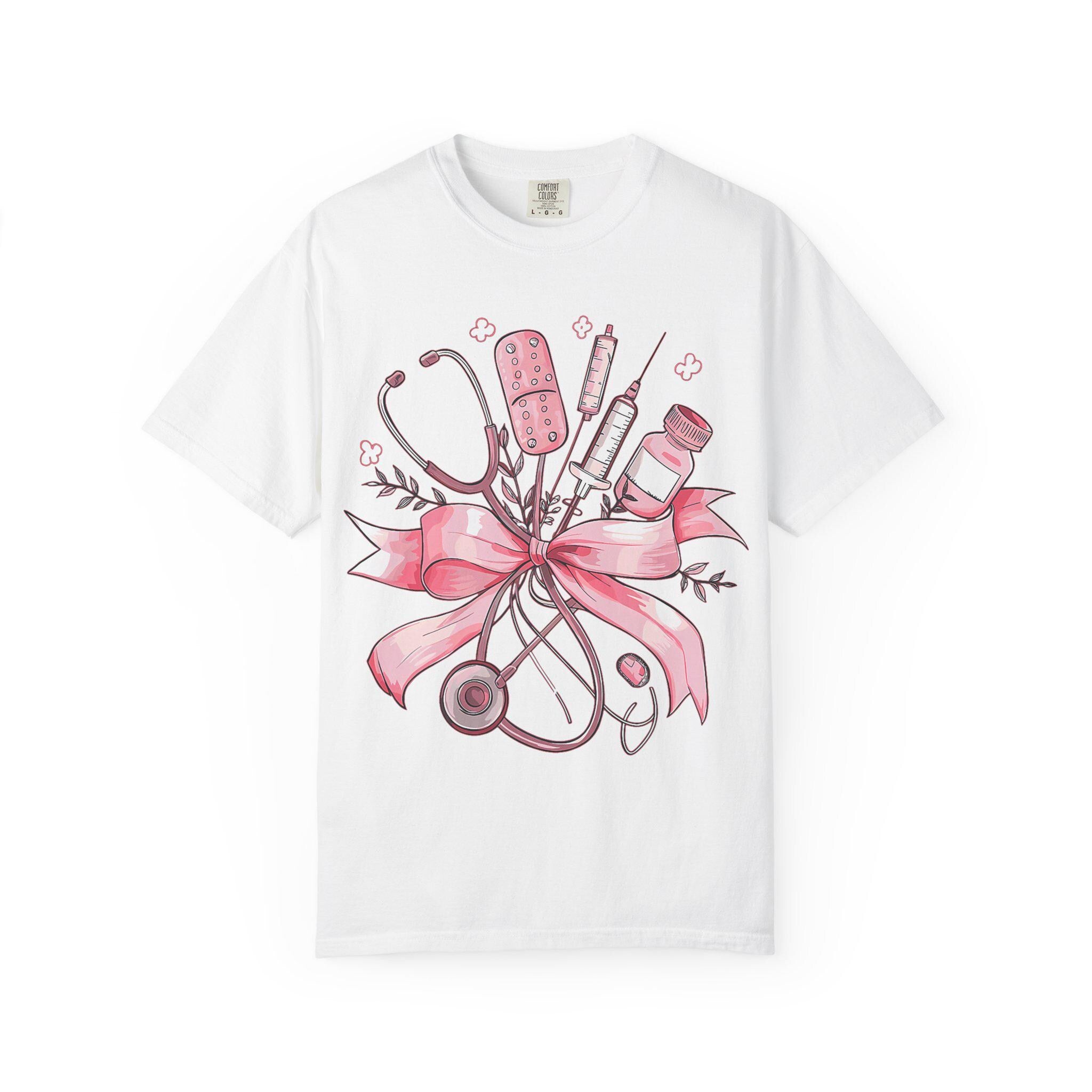 Pink Nursing Tools Bouquet T-Shirt | Stethoscope, Syringe, Bandage