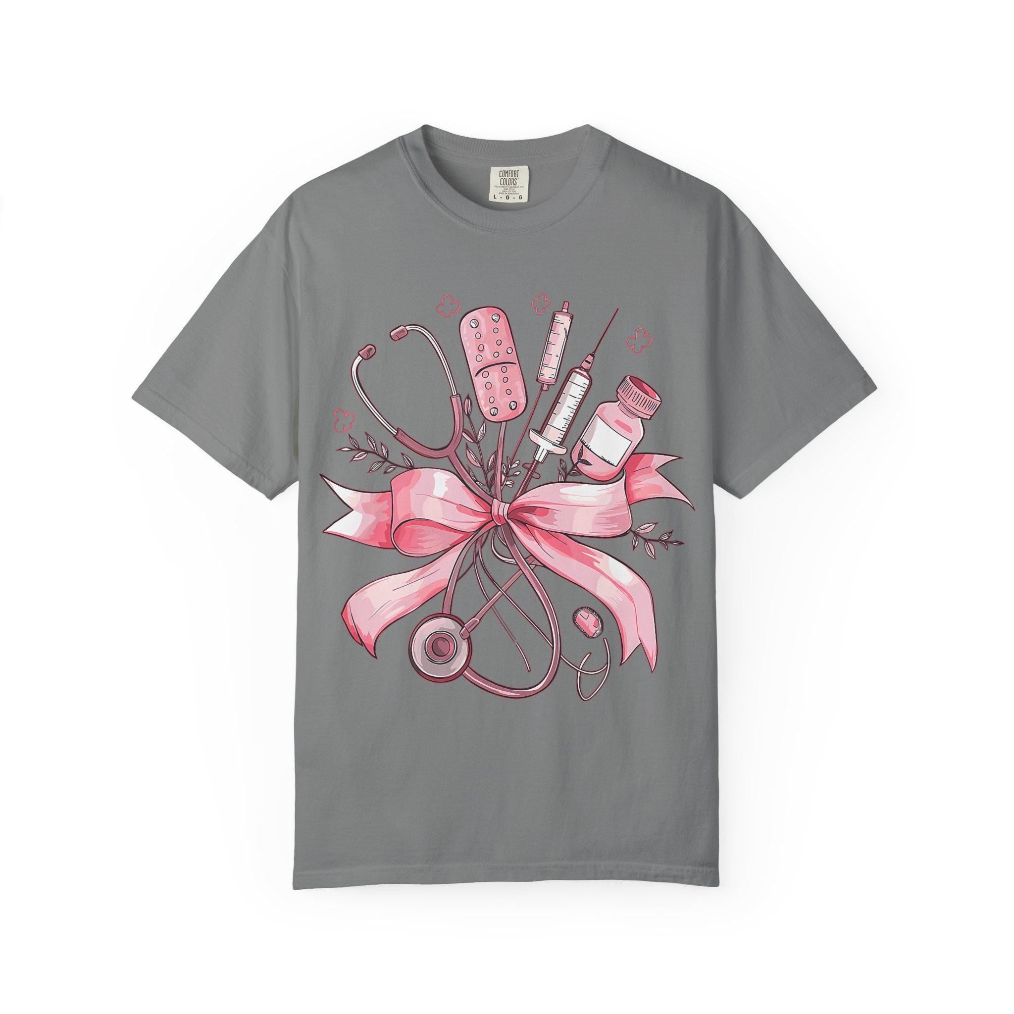 Pink Nursing Tools Bouquet T-Shirt | Stethoscope, Syringe, Bandage