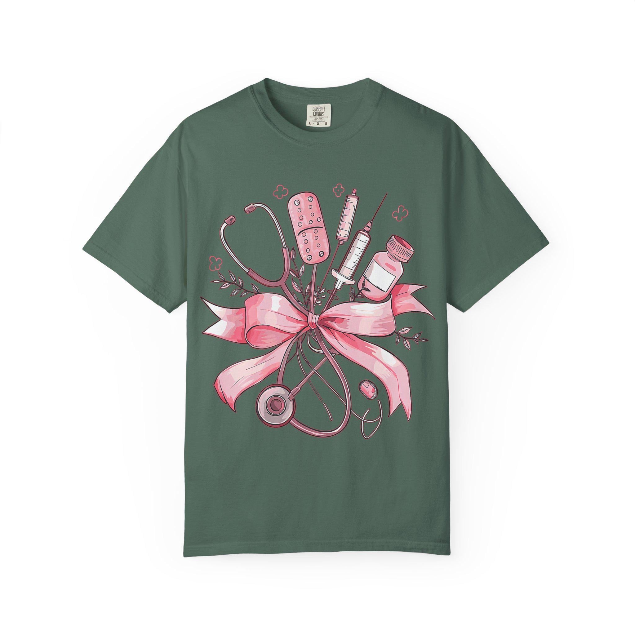 Pink Nursing Tools Bouquet T-Shirt | Stethoscope, Syringe, Bandage