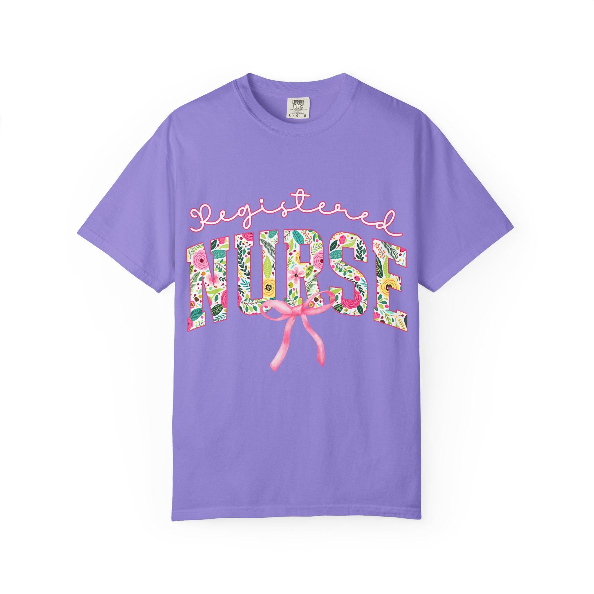 Registered Nurse T-Shirt | Floral Letters Nurses Tee