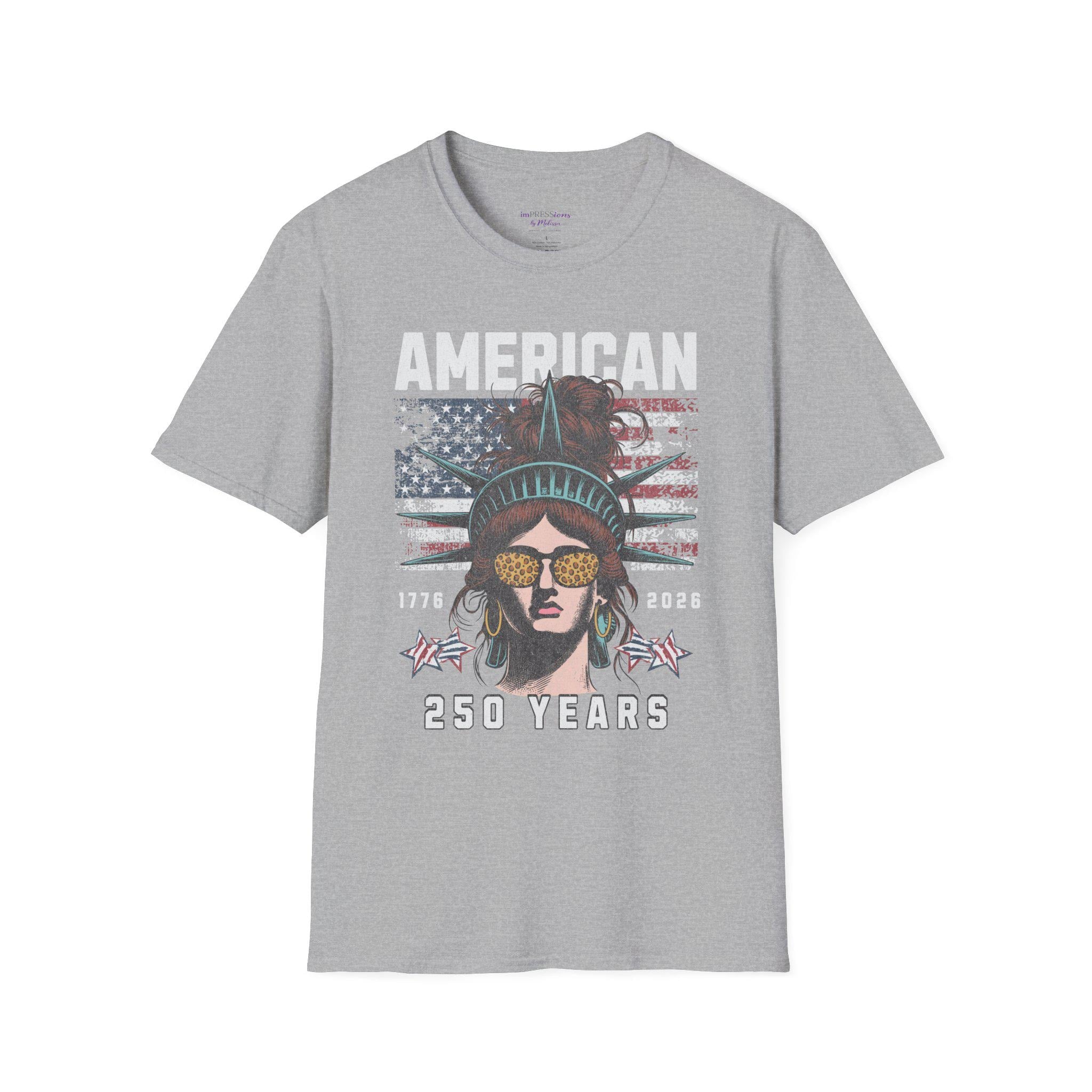 American 250 Years Statue of Liberty T-Shirt | Patriotic USA Flag Design