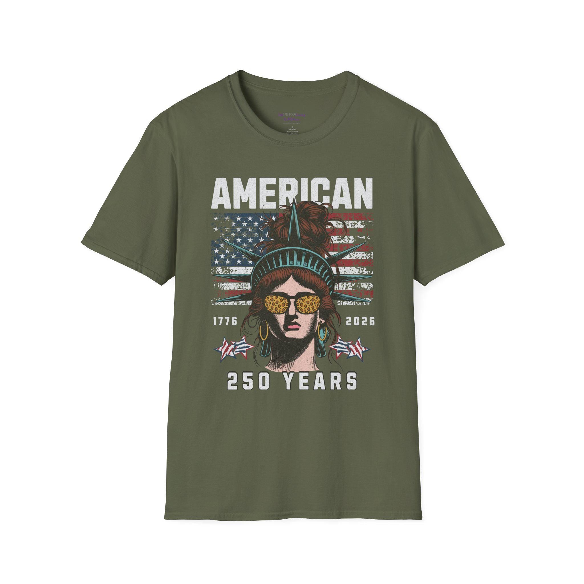 American 250 Years Statue of Liberty T-Shirt | Patriotic USA Flag Design
