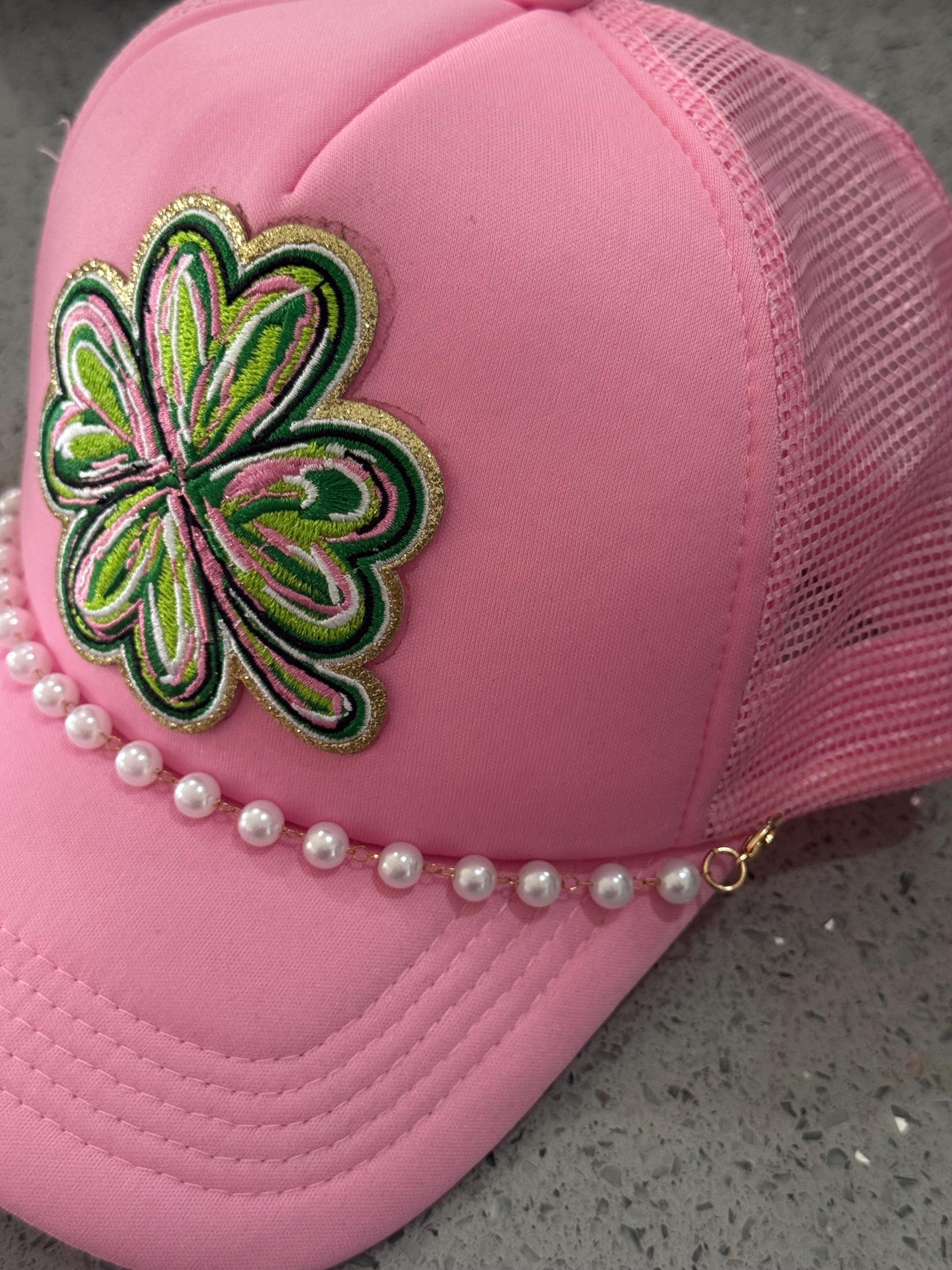 St Patrick’s Day hat with pearl chain