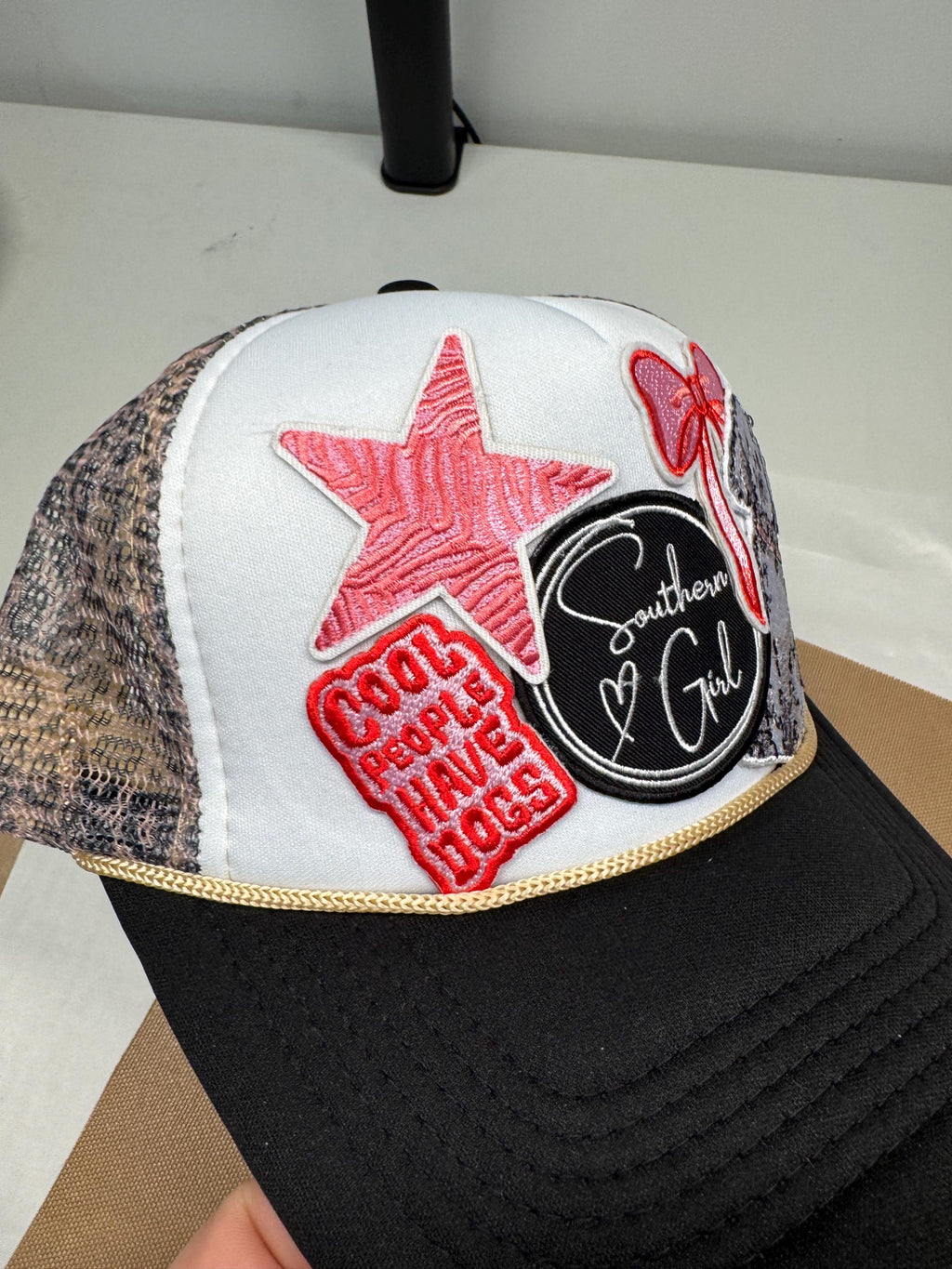 Southern Girl Trucker Hat: People Love Dogs Embroidery