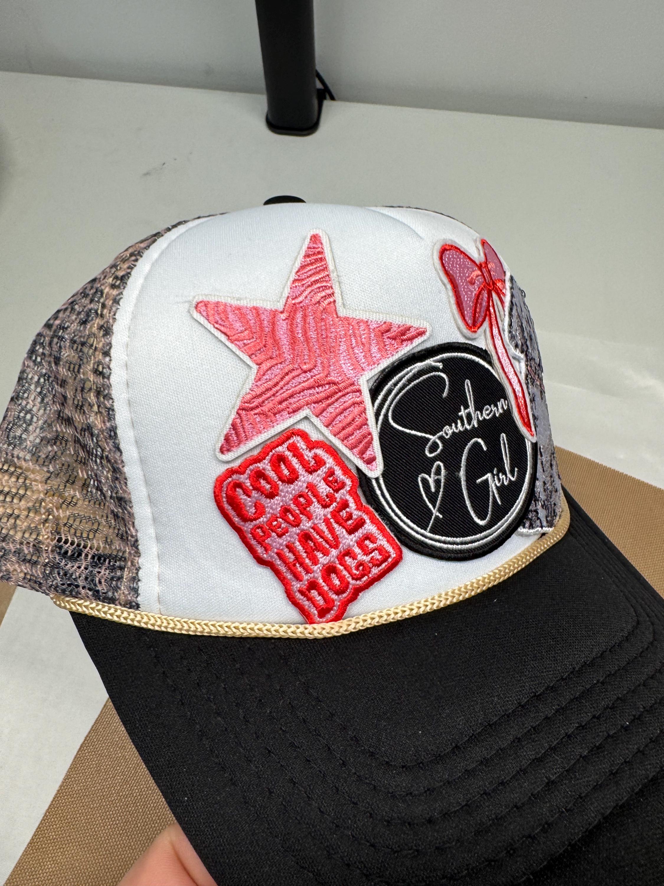 Southern Girl Trucker Hat: People Love Dogs Embroidery