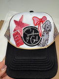 Southern Girl Trucker Hat: People Love Dogs Embroidery