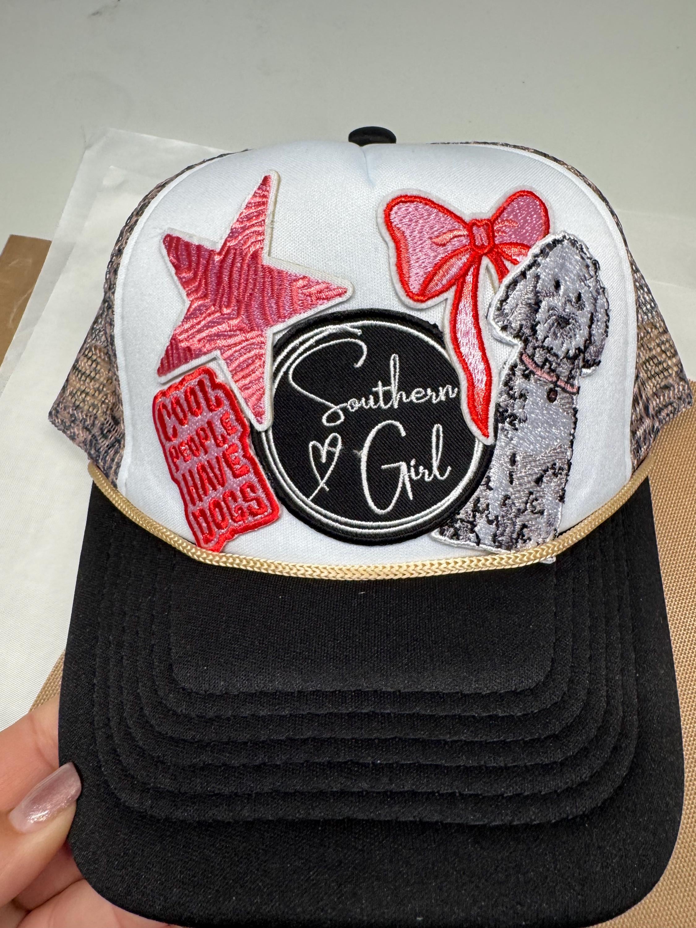 Southern Girl Trucker Hat: People Love Dogs Embroidery