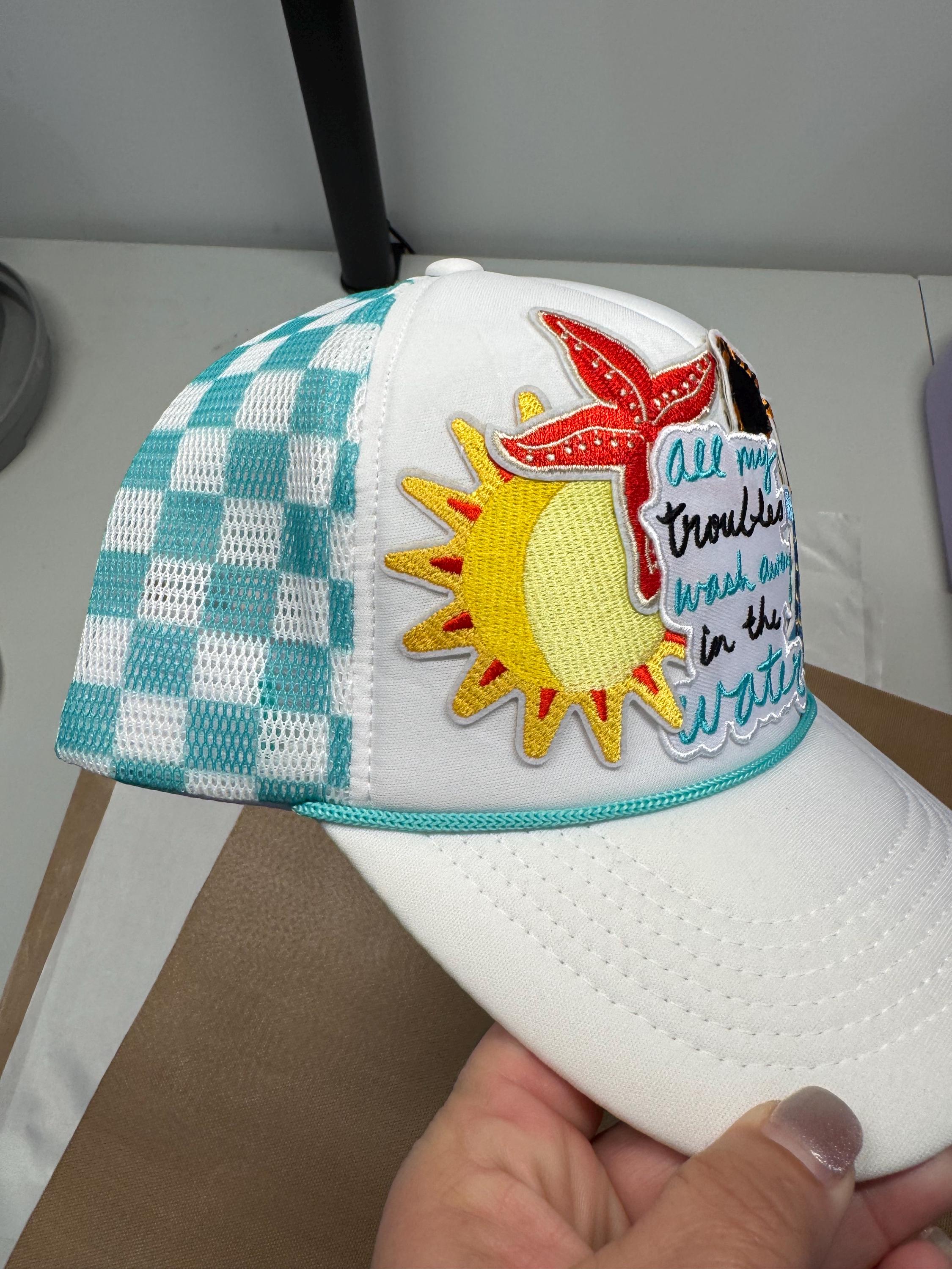 All My Troubles Wash Away in the Water adjustable trucker hat
