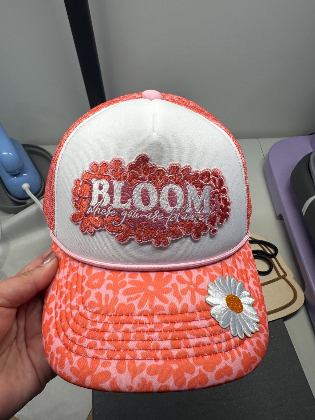Bloom Where You Are Planted custom mesh trucker hat
