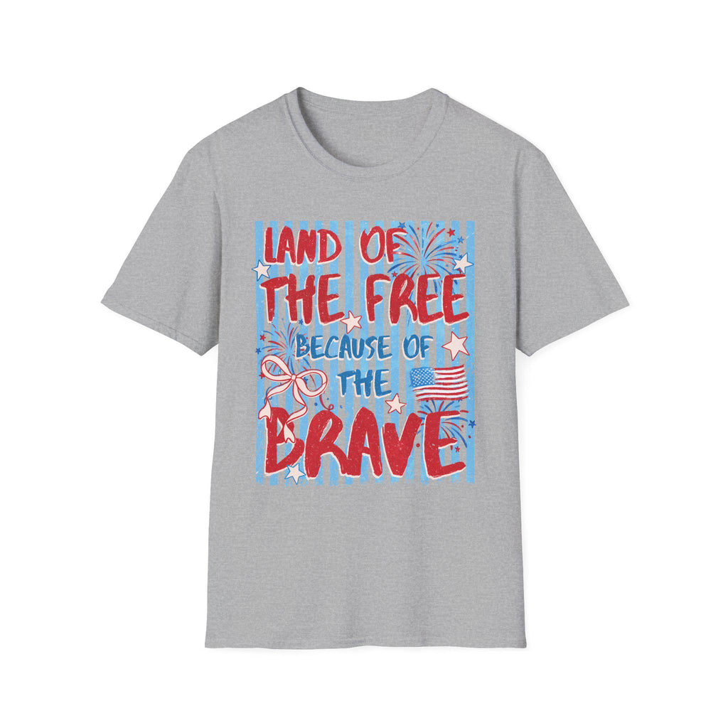 Land of the Free Because of the Brave T-Shirt | American Flag Patriotic