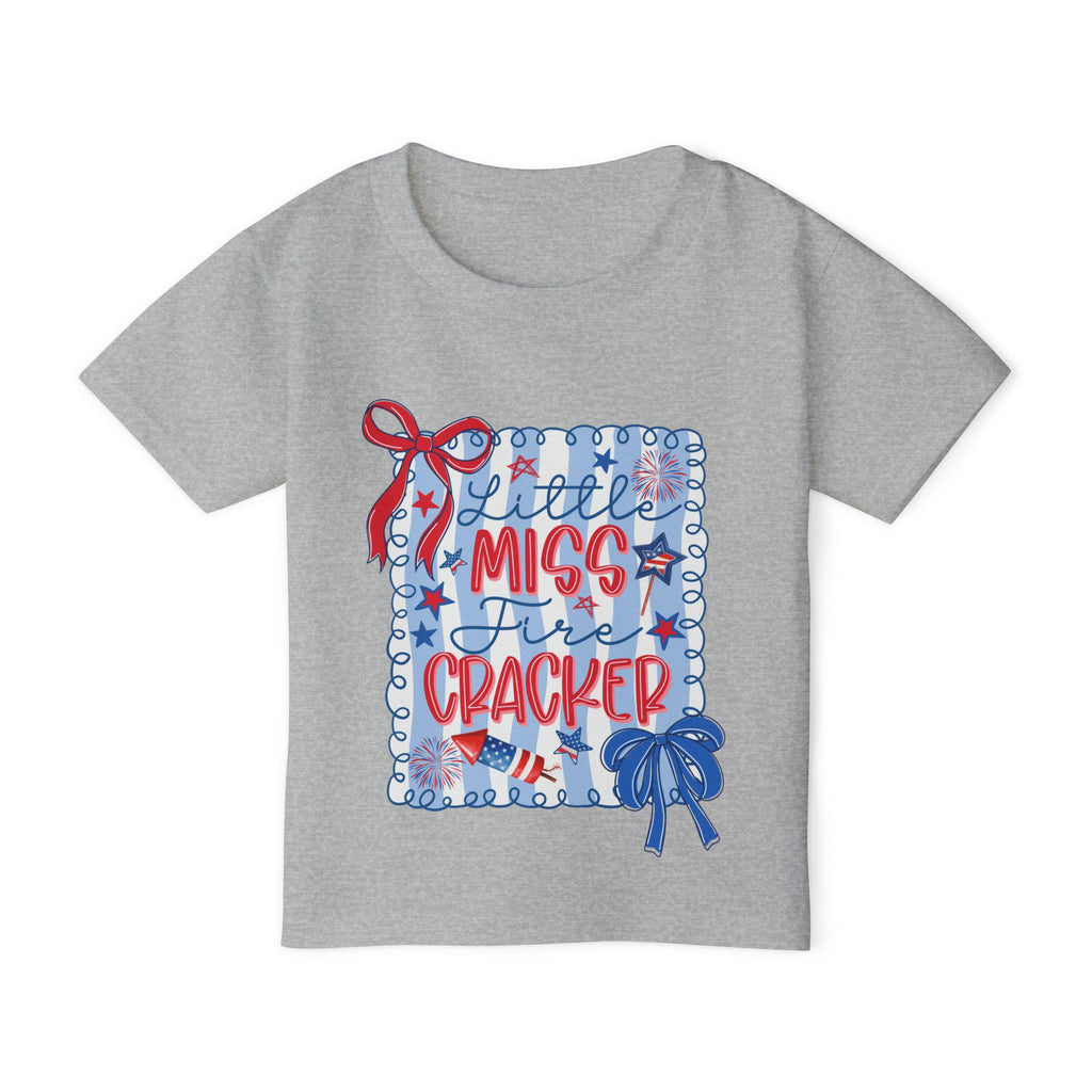 Little Miss Firecracker Toddler T-shirt | Patriotic Fourth of July Red Blue