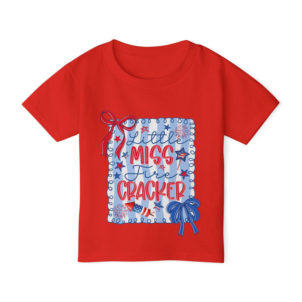 Little Miss Firecracker Toddler T-shirt | Patriotic Fourth of July Red Blue