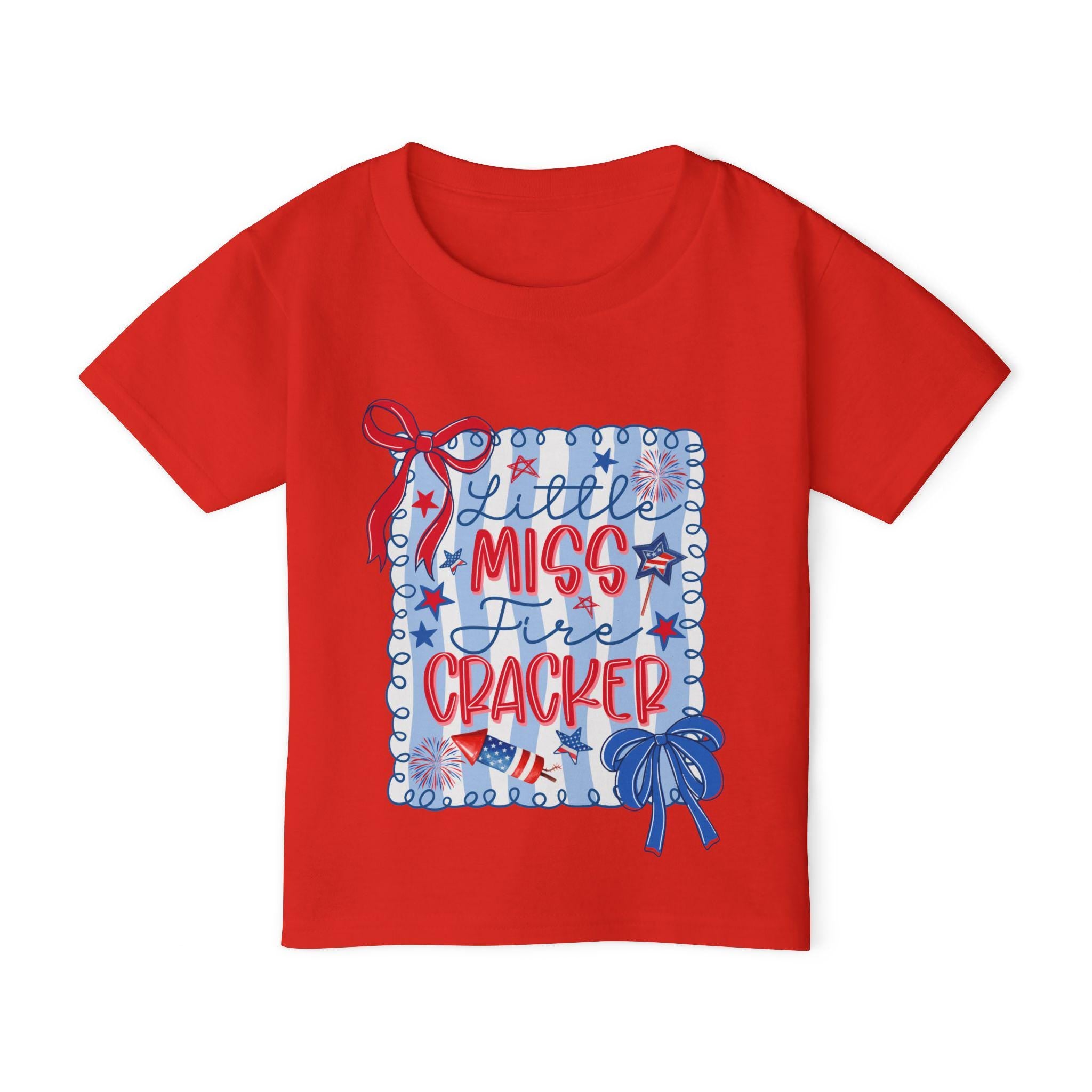 Little Miss Firecracker Toddler T-shirt | Patriotic Fourth of July Red Blue