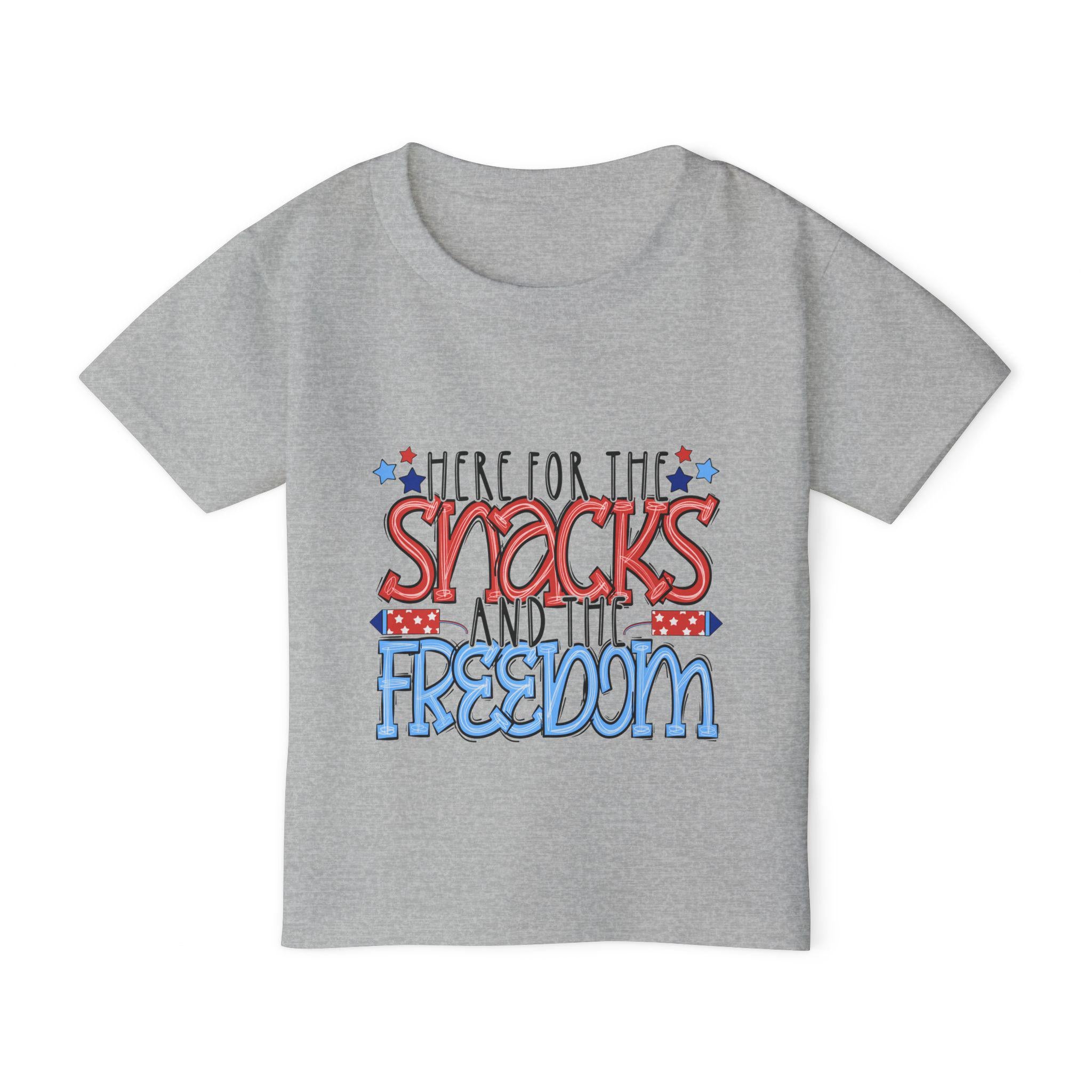 Here for the Snacks and the Freedom Toddler T-shirt | Patriotic 4th of July Kids Tee