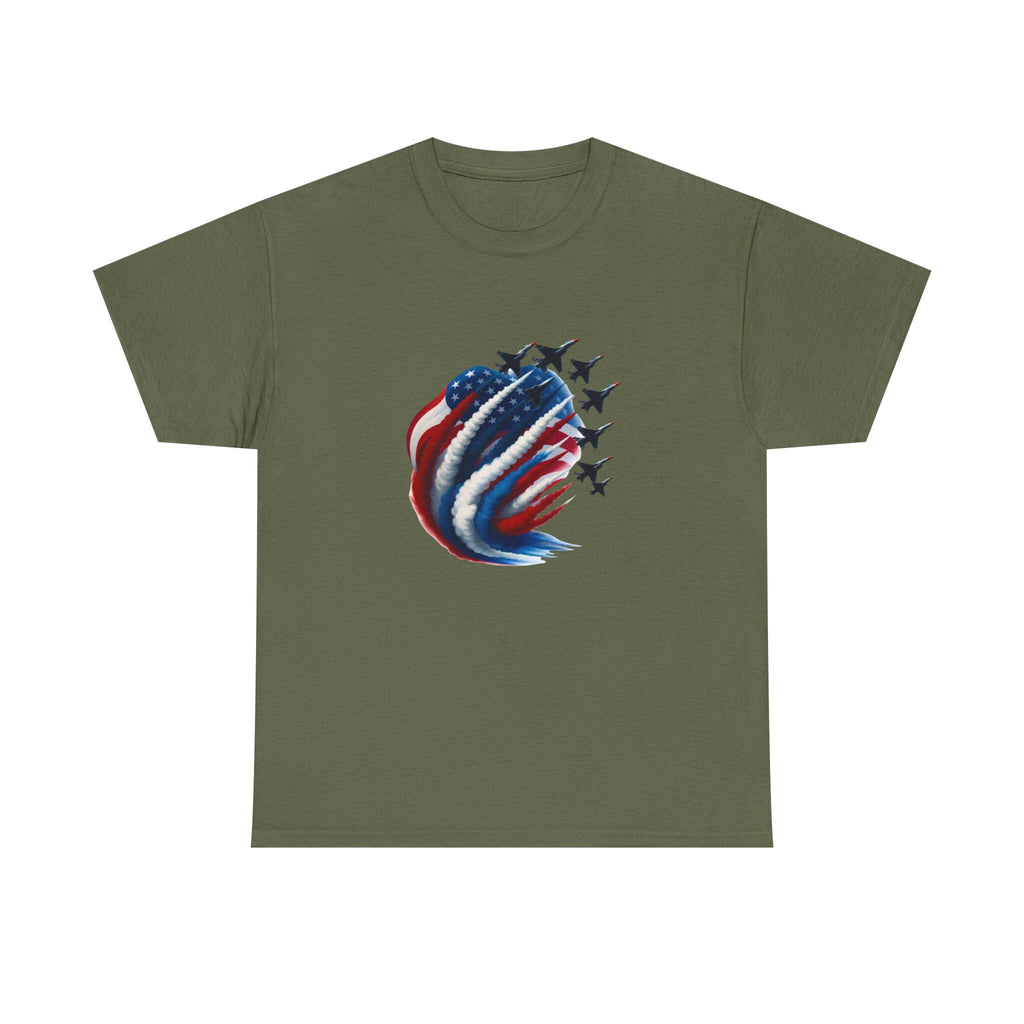 American Flag Jet Formation T-Shirt | Patriotic Military Airshow Tee