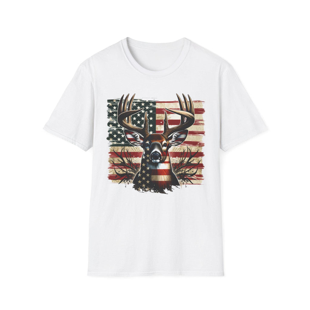 Patriotic Deer Buck T-Shirt | American Flag Deer Head Tee