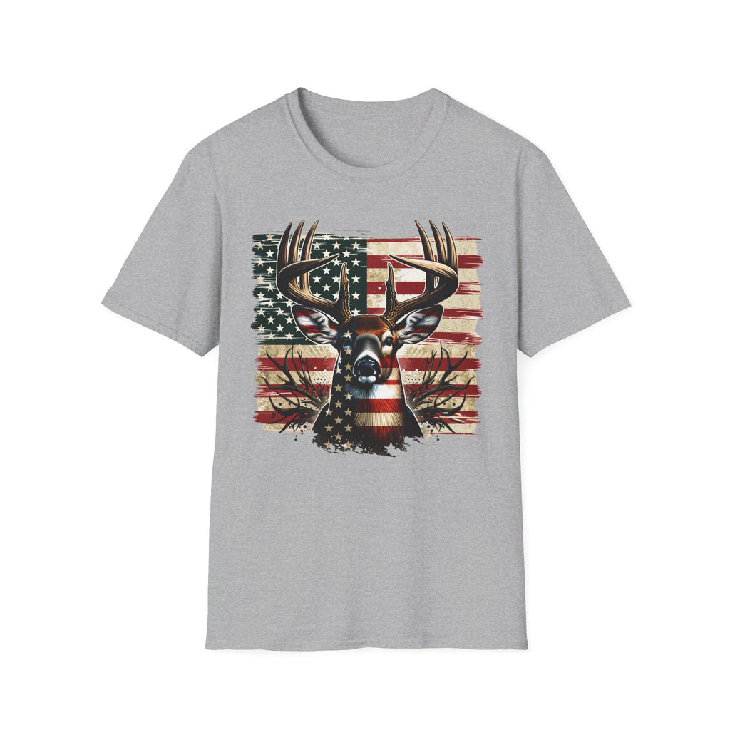 Patriotic Deer Buck T-Shirt | American Flag Deer Head Tee