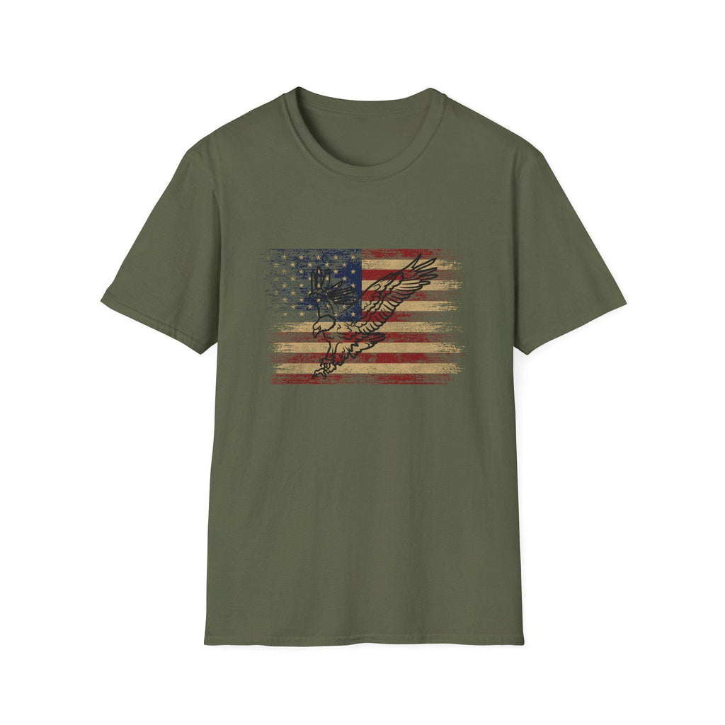 Distressed American Flag with Guitar T-Shirt | Vintage Music USA Tee