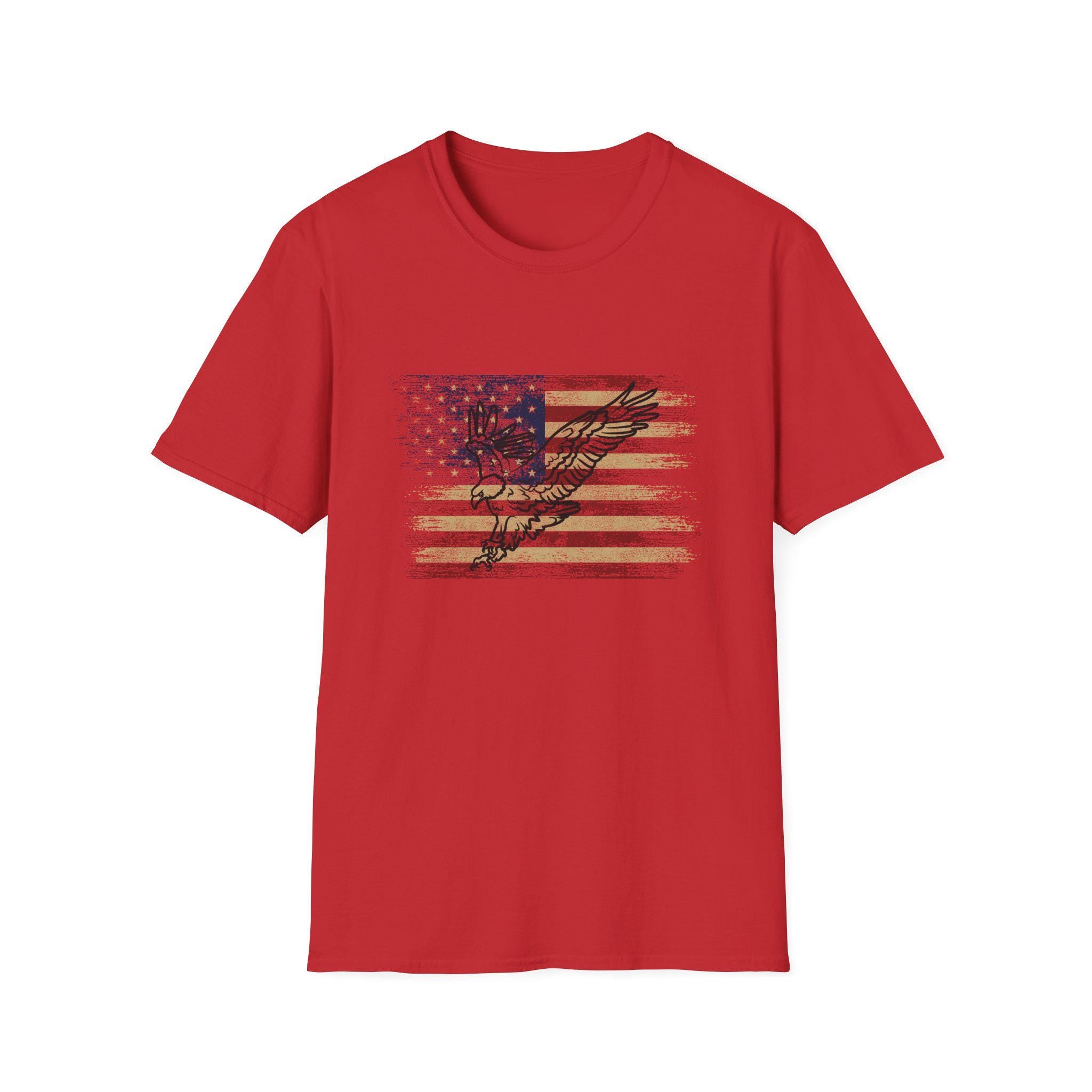 Distressed American Flag with Guitar T-Shirt | Vintage Music USA Tee