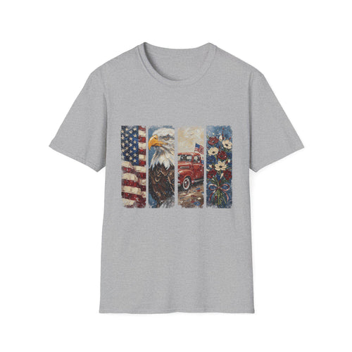 American Flag Eagle Vintage Truck T-Shirt | Patriotic Americana Distressed