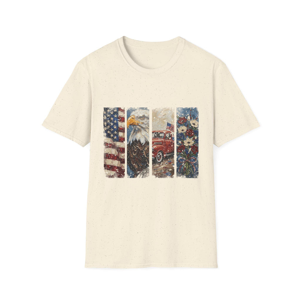 American Flag Eagle Vintage Truck T-Shirt | Patriotic Americana Distressed
