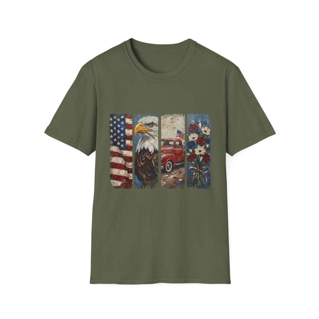 American Flag Eagle Vintage Truck T-Shirt | Patriotic Americana Distressed