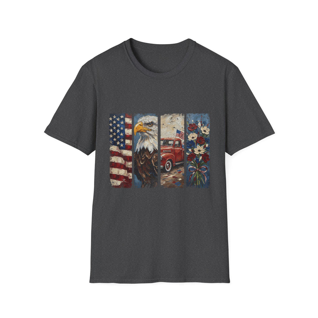 American Flag Eagle Vintage Truck T-Shirt | Patriotic Americana Distressed
