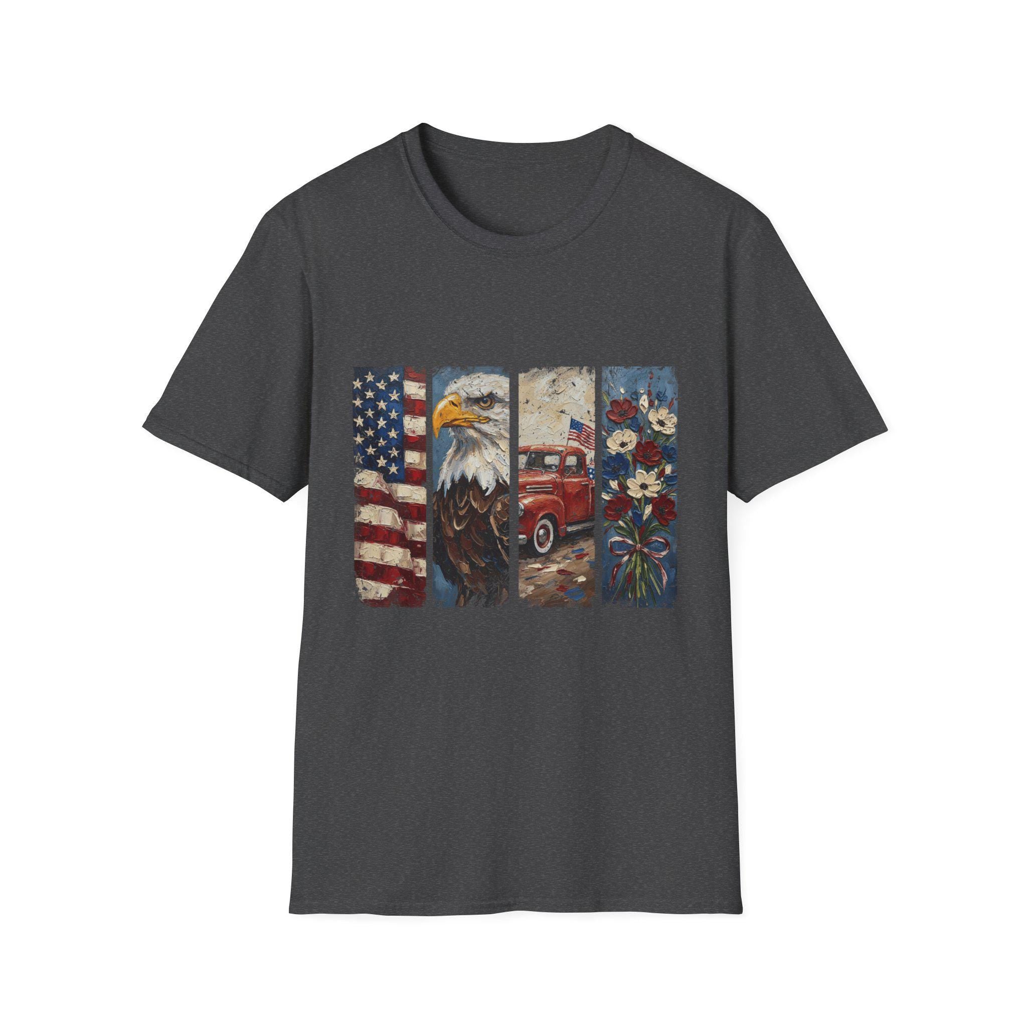 American Flag Eagle Vintage Truck T-Shirt | Patriotic Americana Distressed