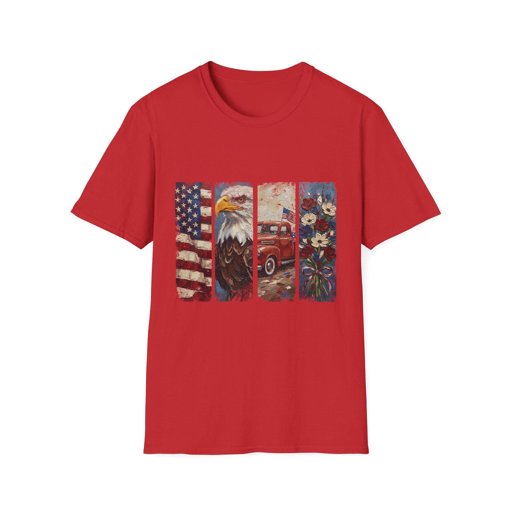 American Flag Eagle Vintage Truck T-Shirt | Patriotic Americana Distressed