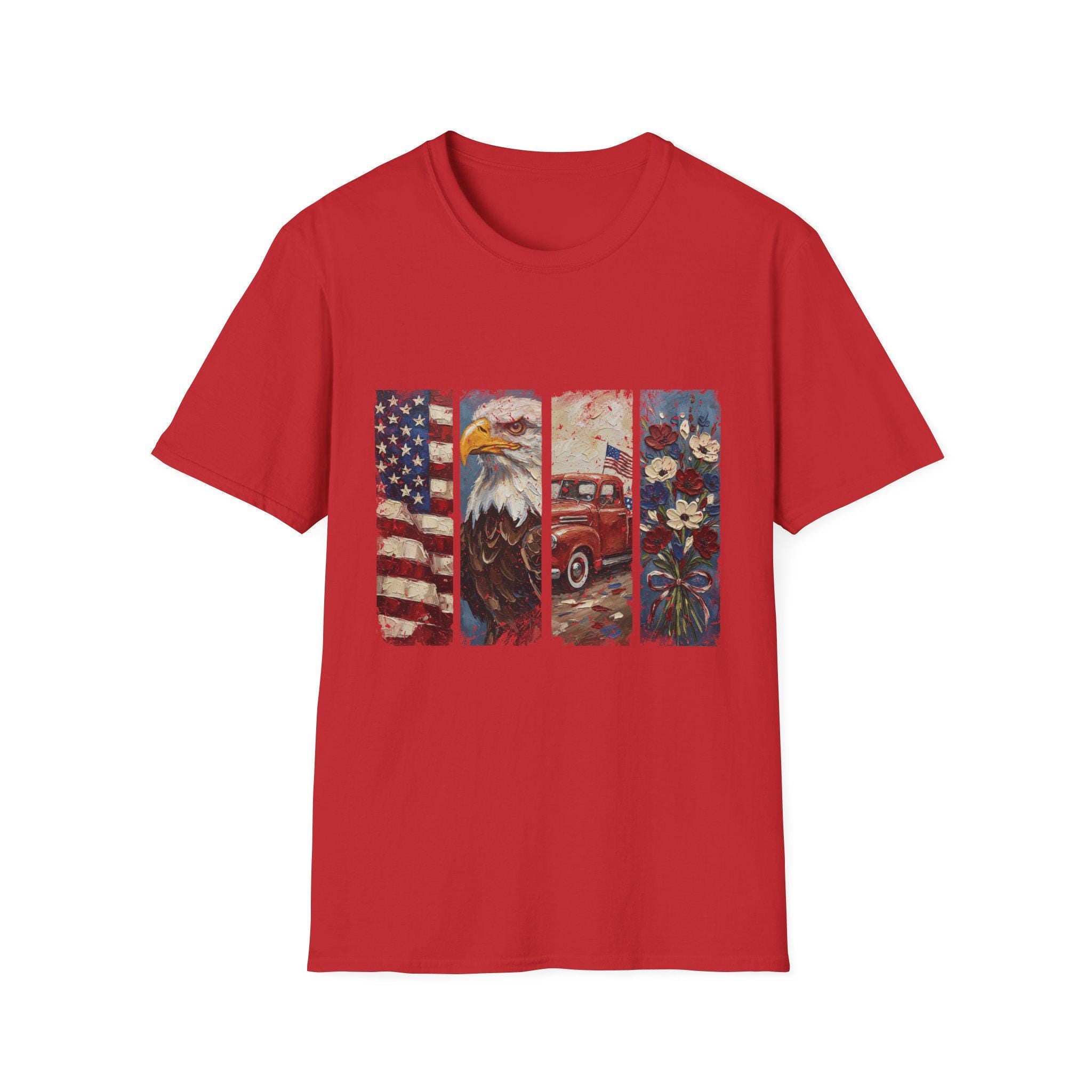 American Flag Eagle Vintage Truck T-Shirt | Patriotic Americana Distressed