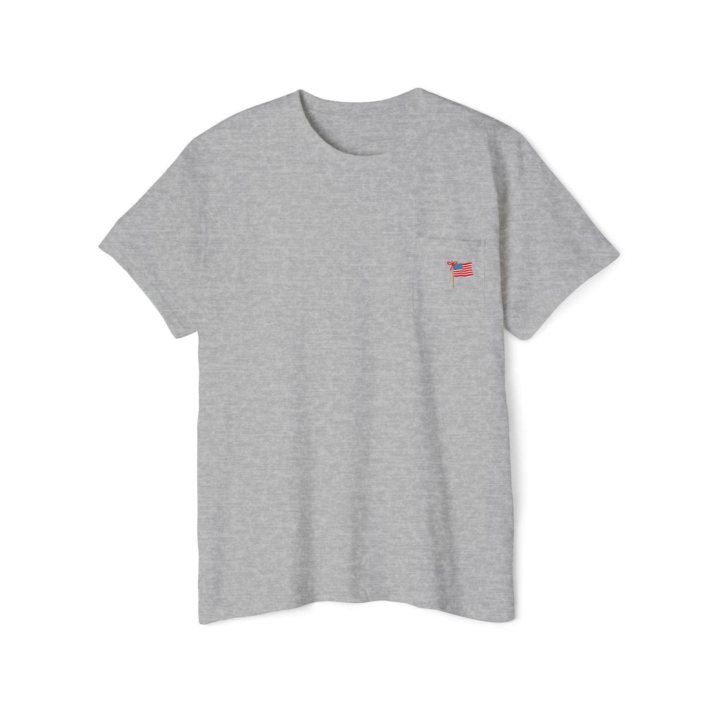 God Bless The USA Pocket Tee | Patriotic Flag Fourth of July Shirt
