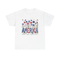 America floral patriotic T-Shirt | red blue flowers, freedom independence