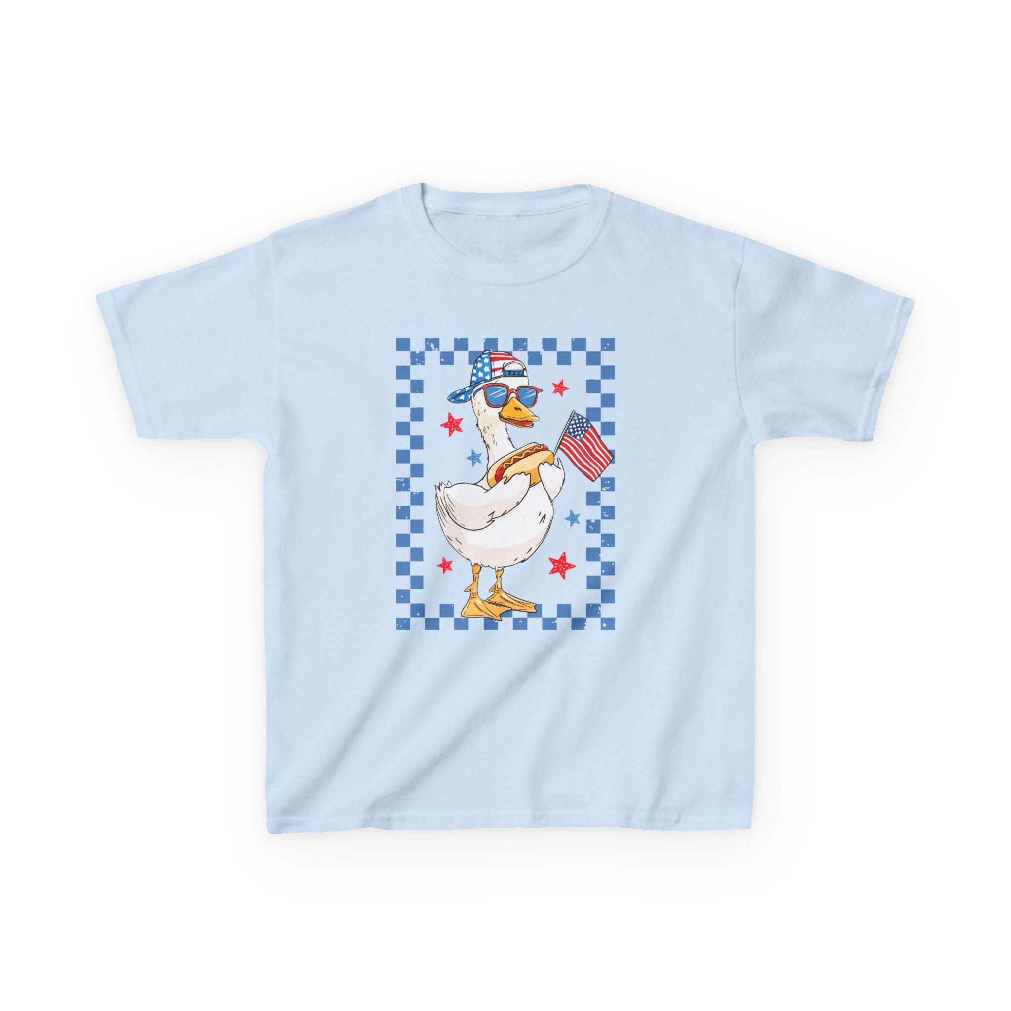 Patriotic Duck holding American Flag Kids Tee | Fourth of July, Stars & Stripes