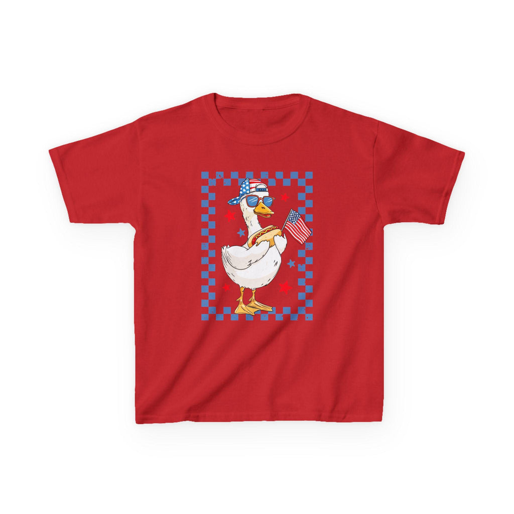 Patriotic Duck holding American Flag Kids Tee | Fourth of July, Stars & Stripes