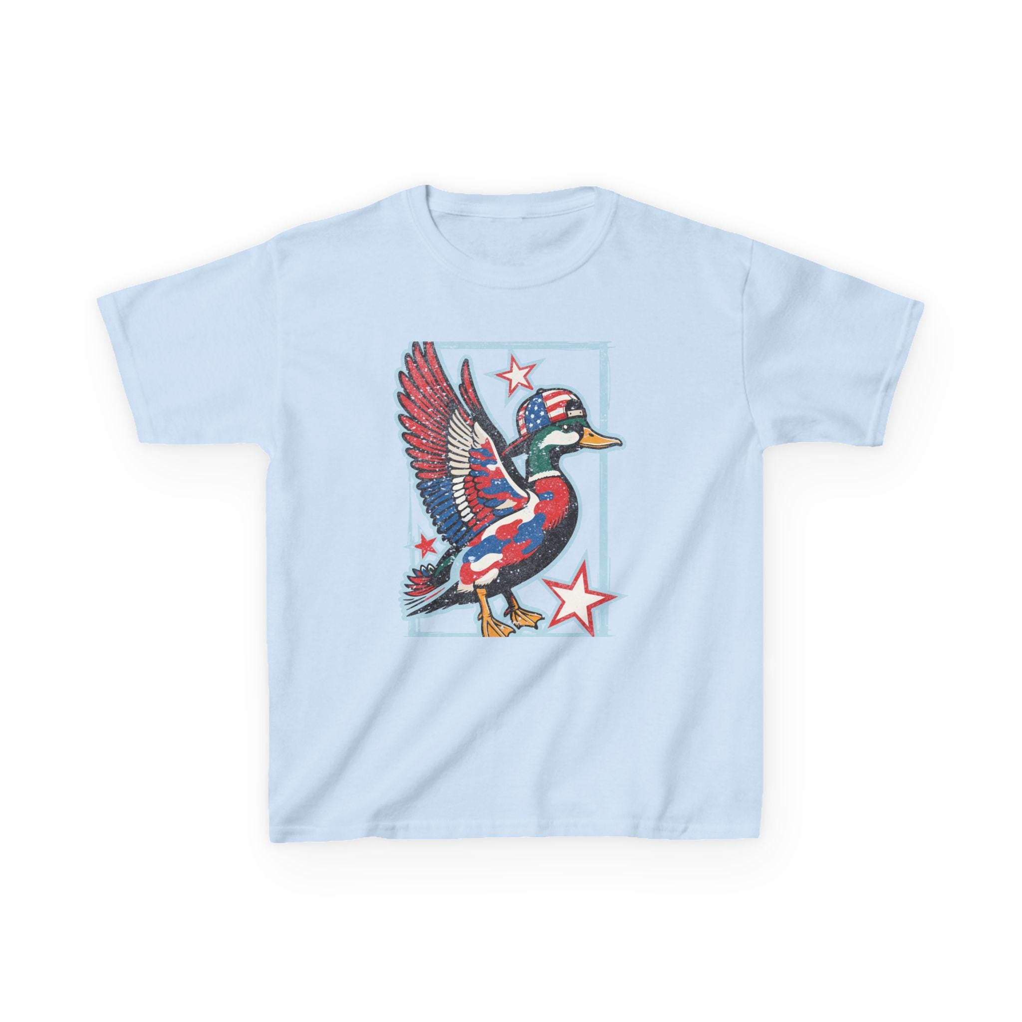 Patriotic Mallard Duck Kids Tee | Red White Blue Duck, Stars