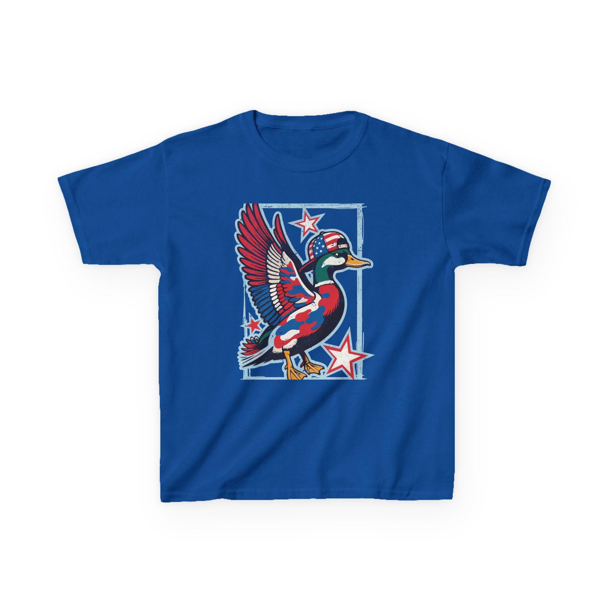 Patriotic Mallard Duck Kids Tee | Red White Blue Duck, Stars