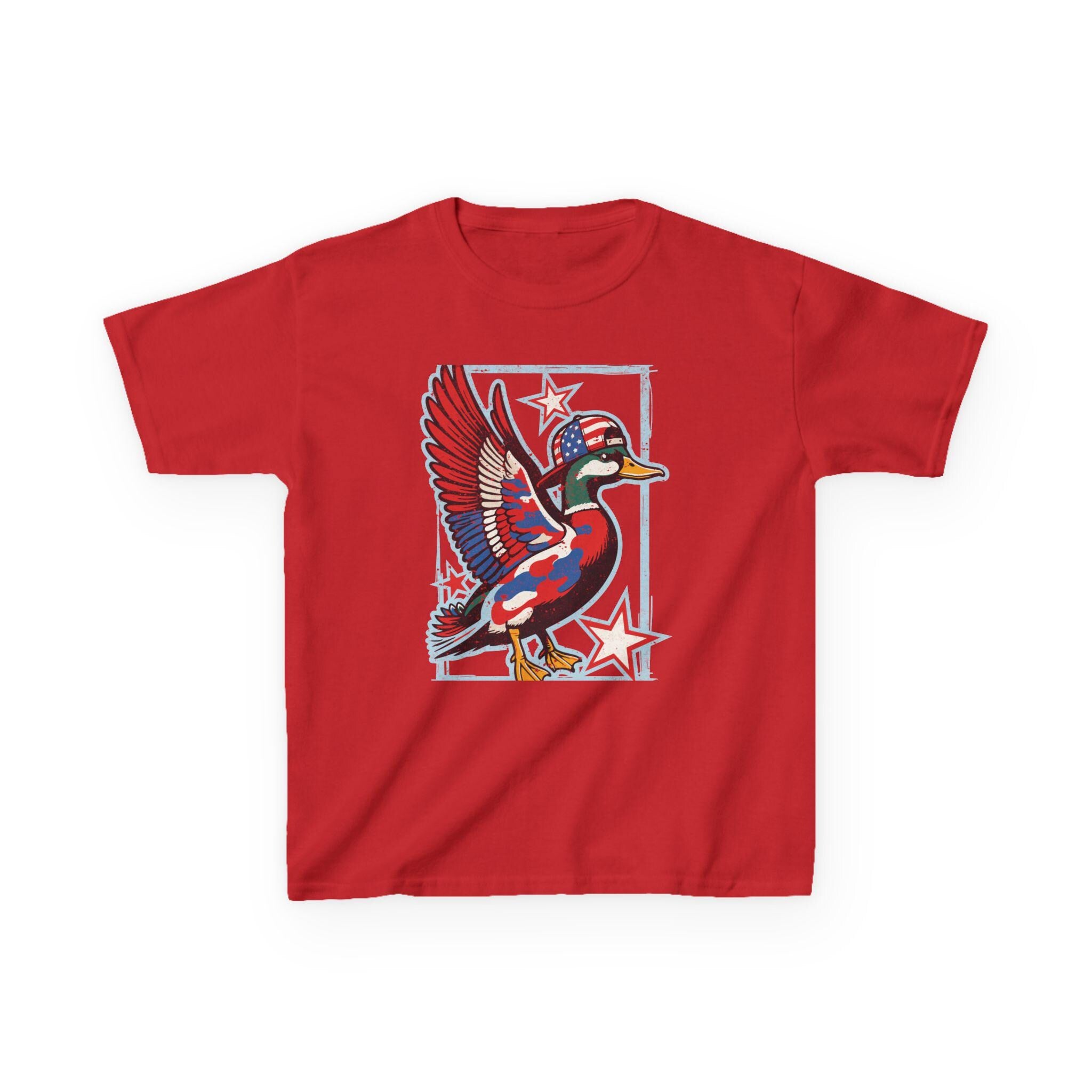 Patriotic Mallard Duck Kids Tee | Red White Blue Duck, Stars