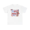 She Loves Jesus & America Too Tee | Patriotic Christian Flag Cross Design