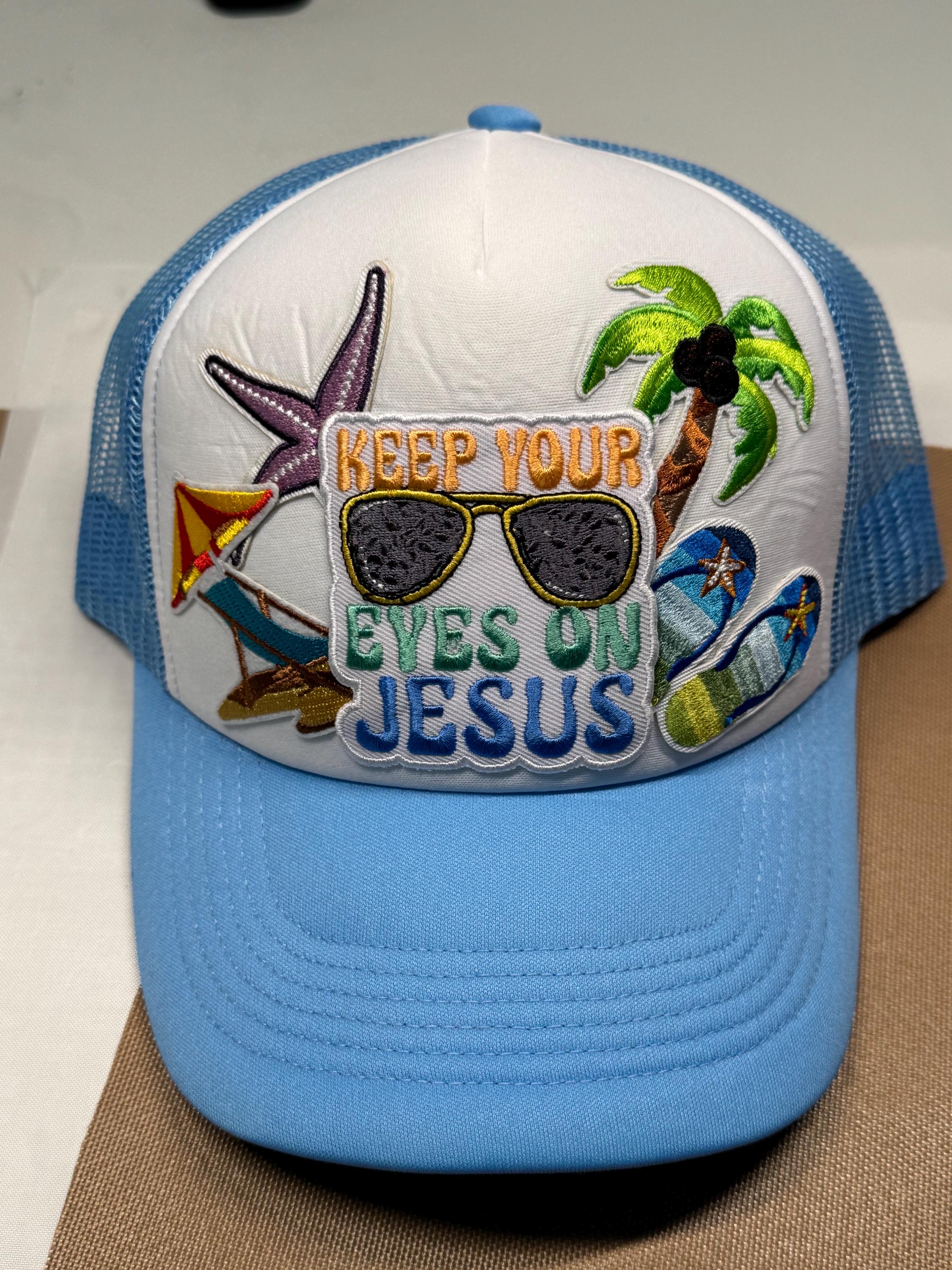 Keep Your Eyes on Jesus Beach Hat