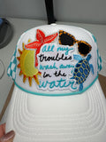 All My Troubles Wash Away in the Water adjustable trucker hat