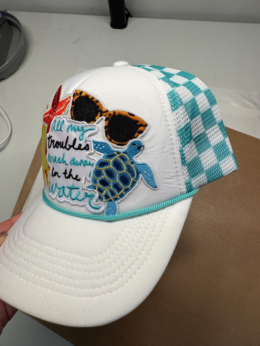All My Troubles Wash Away in the Water adjustable trucker hat