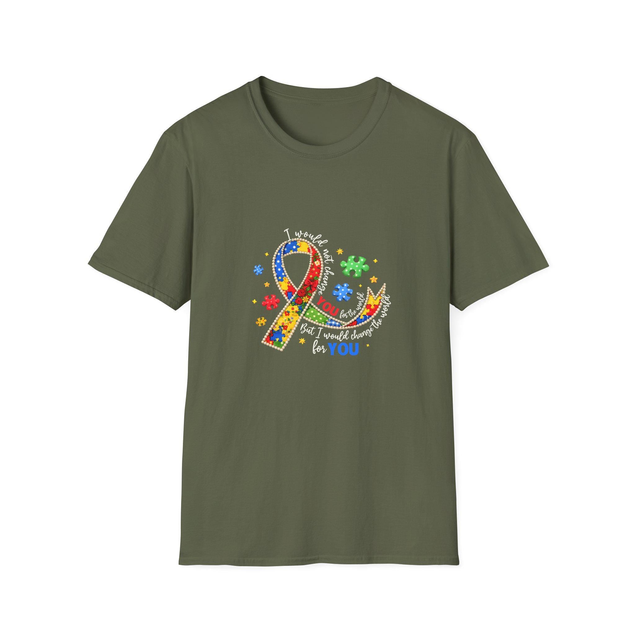 Autism Awareness Puzzle Ribbon T-Shirt | Colorful Support Design