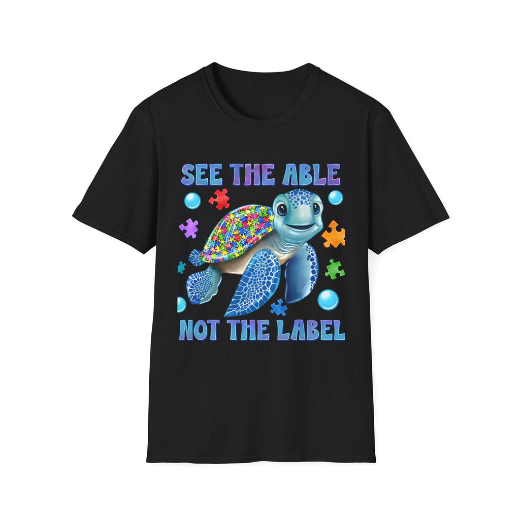 See The Able Not The Label Turtle T-Shirt | Autism Awareness Puzzle Design